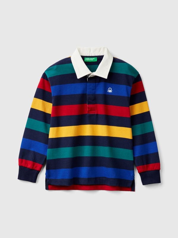 Polo de rugby de rayas de 100 % algodón Niño