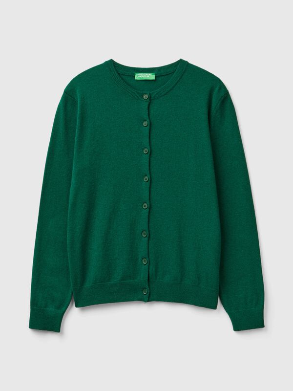 C&aacute;rdigan verde bosque en mezcla de lana y cachemira Mujer
