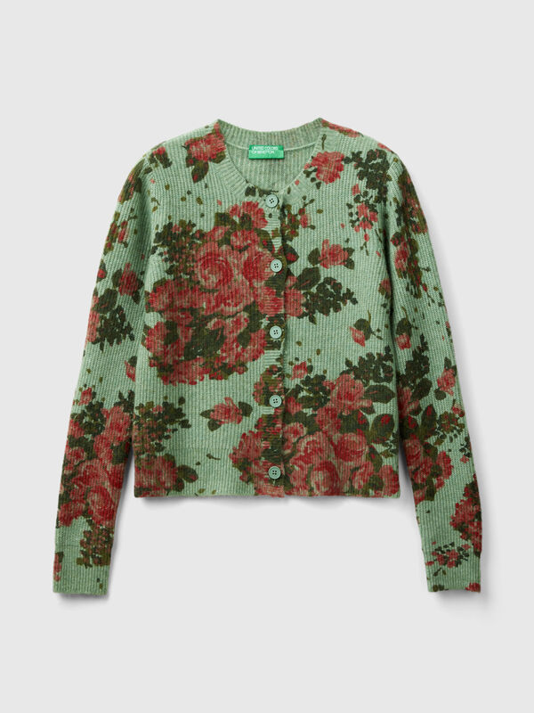 C&aacute;rdigan floral en tejido reciclado Mujer