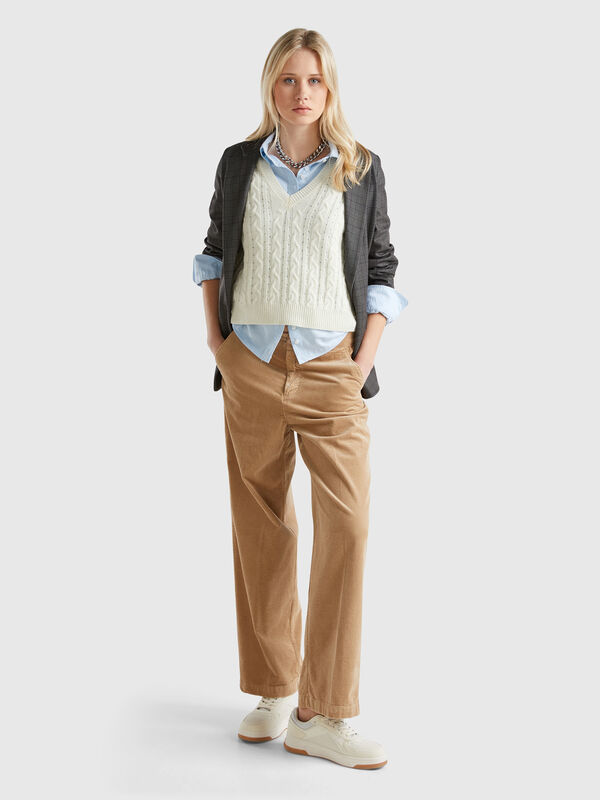 Pantalón amplio de pana Mujer