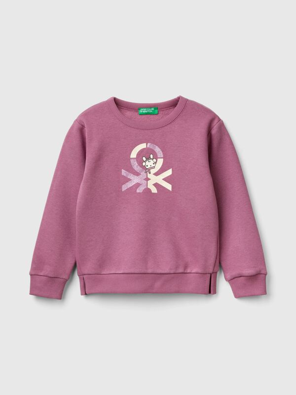 Sudadera cerrada con estampado de glitter Niña