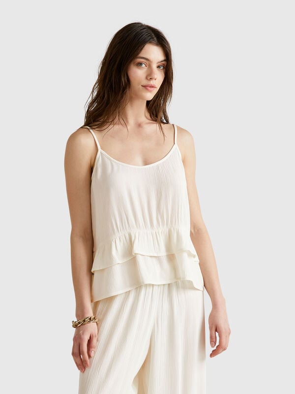 Top fluido con volante Mujer