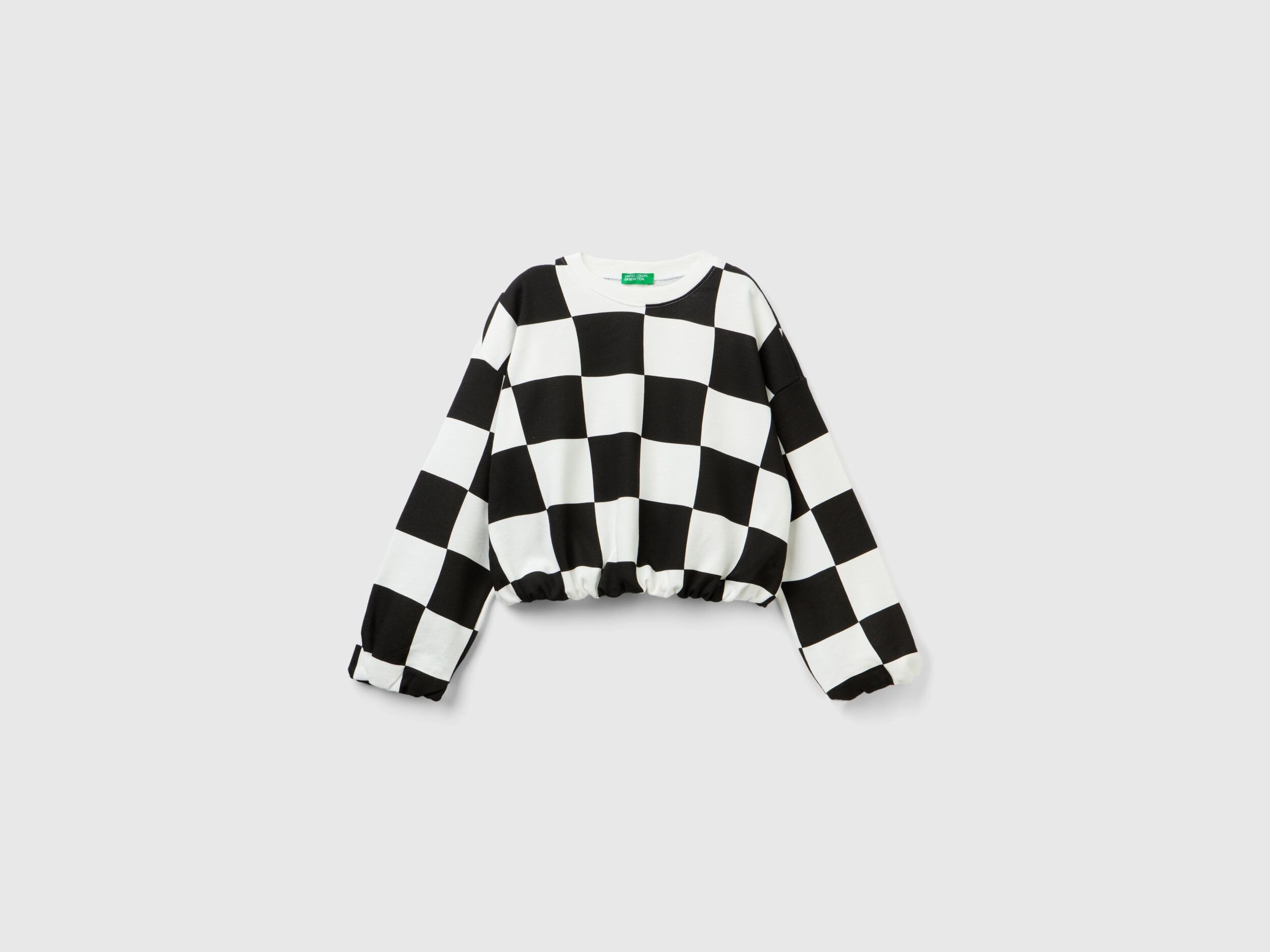 Sudadera de cuadros boxy fit Negro Benetton