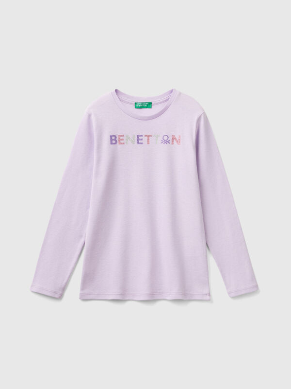 Camiseta de manga larga con estampado de glitter Niña