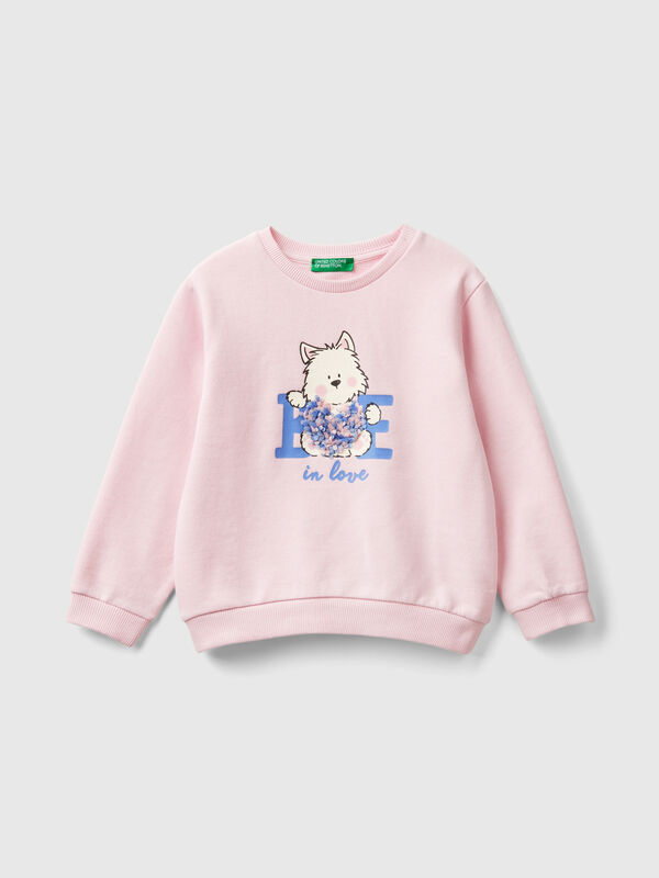 Sudadera con aplicación de efecto pétalos Niña