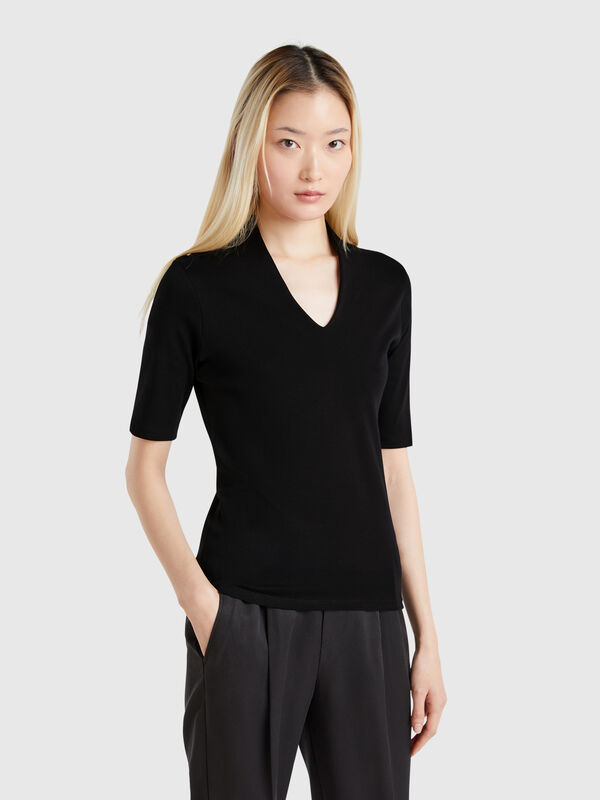 Camiseta slim fit de algodón de fibra larga Mujer