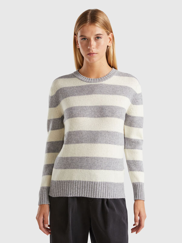 Jersey de rayas de pura lana Shetland Mujer