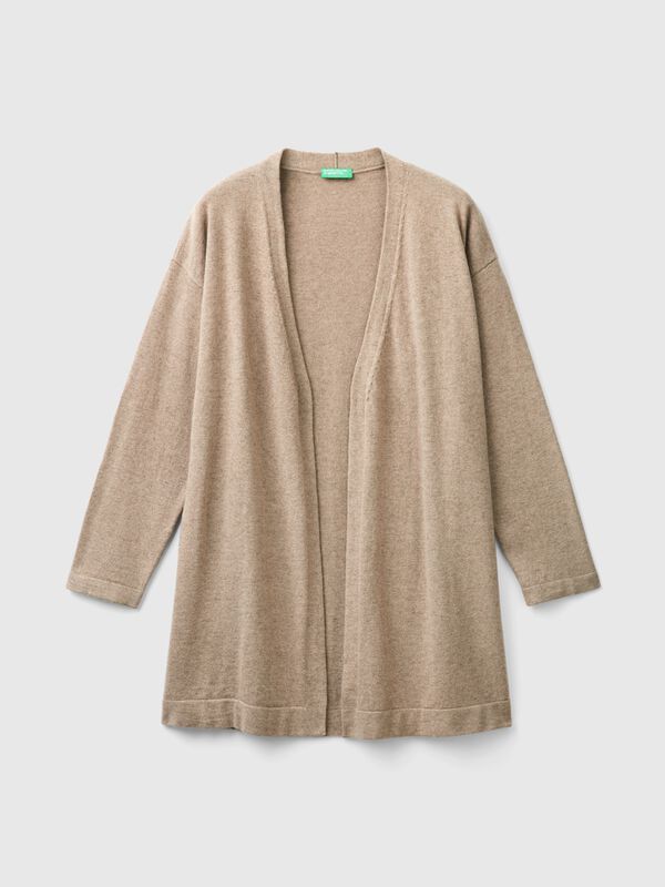 C&aacute;rdigan marr&oacute;n jaspeado en mezcla de lana y cachemira Mujer