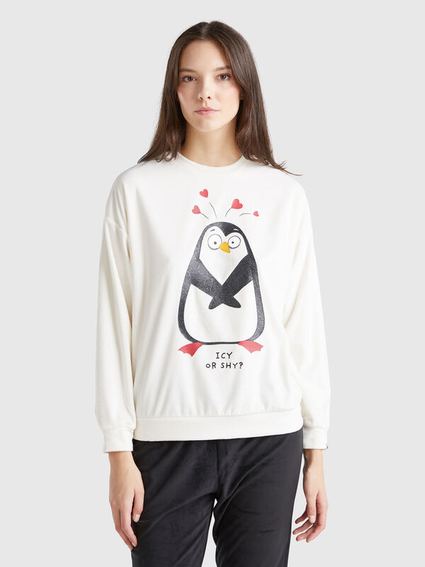 Jersey con estampado de pingüino Mujer