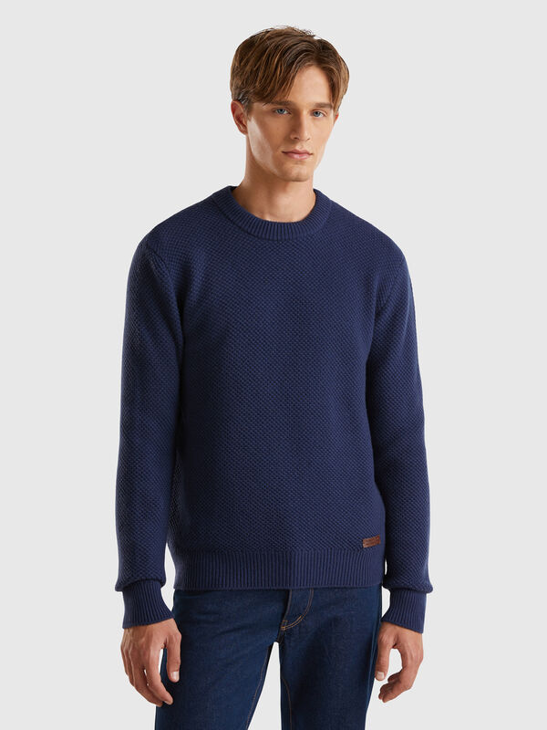 Jersey de cuello redondo de lana mixta Hombre