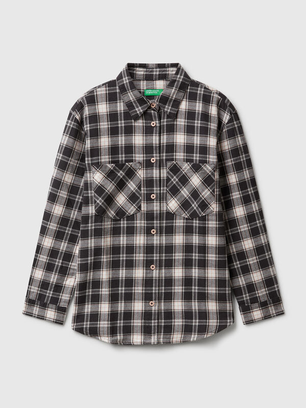 Camisa de cuadros con bolsillos Niña