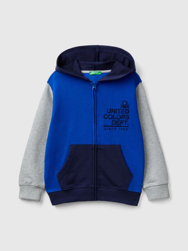 Sudadera con cremallera y bordado de logotipo Niño