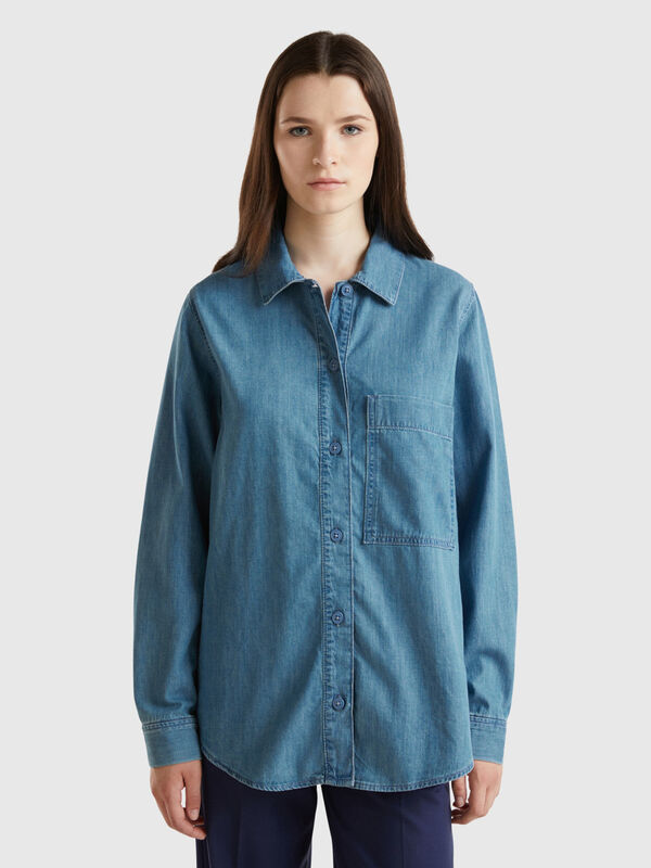 Camisa oversize de cambray Mujer