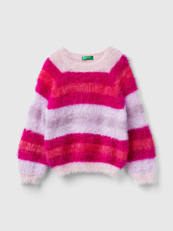 Jersey de rayas de pelo sintético Niña