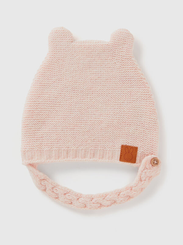 Gorro con orehas en mezcla de lana reciclada Recién nacidos