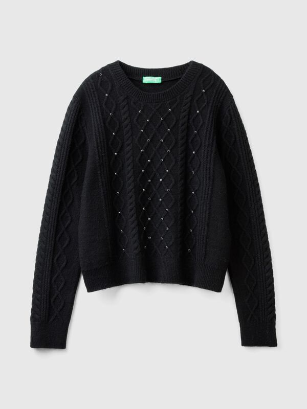 Jersey con ochos y strass Mujer