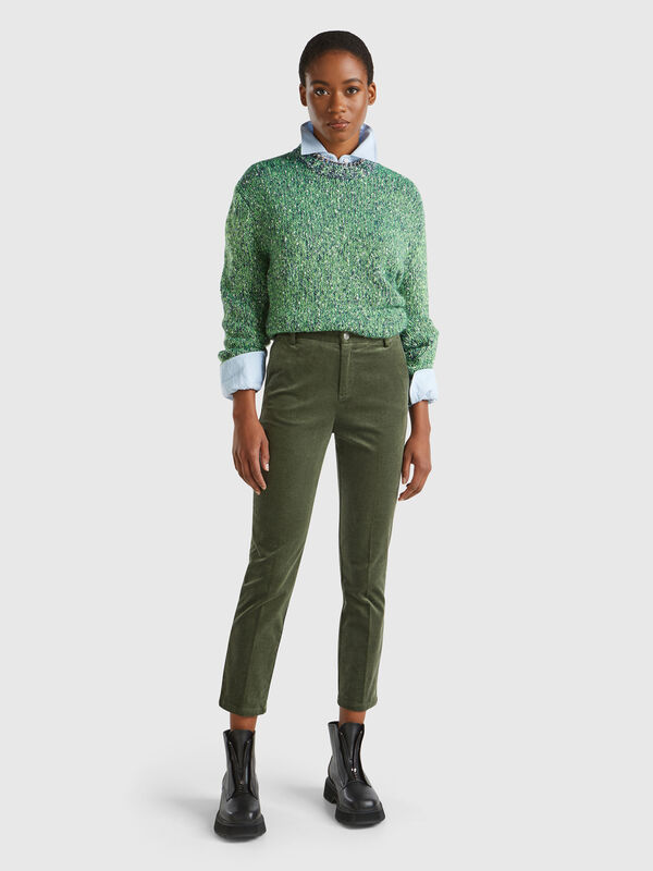Pantalones chinos de pana elástica Mujer