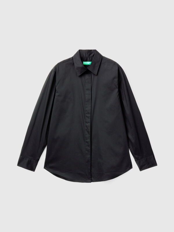 Camisa de algodón elástico mixto Mujer