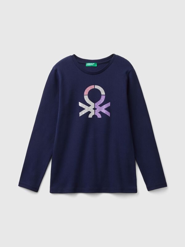 Camiseta de manga larga con estampado de glitter Niña