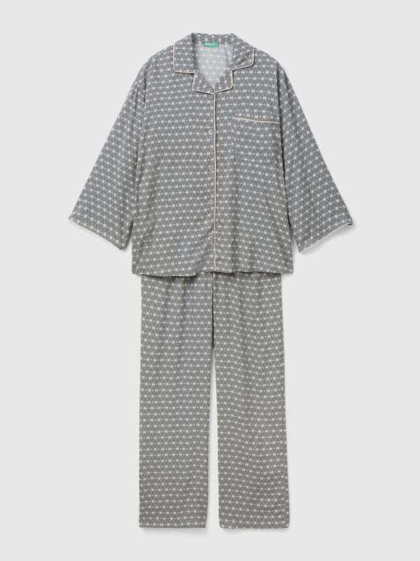 Pijama estampado de pura viscosa Mujer