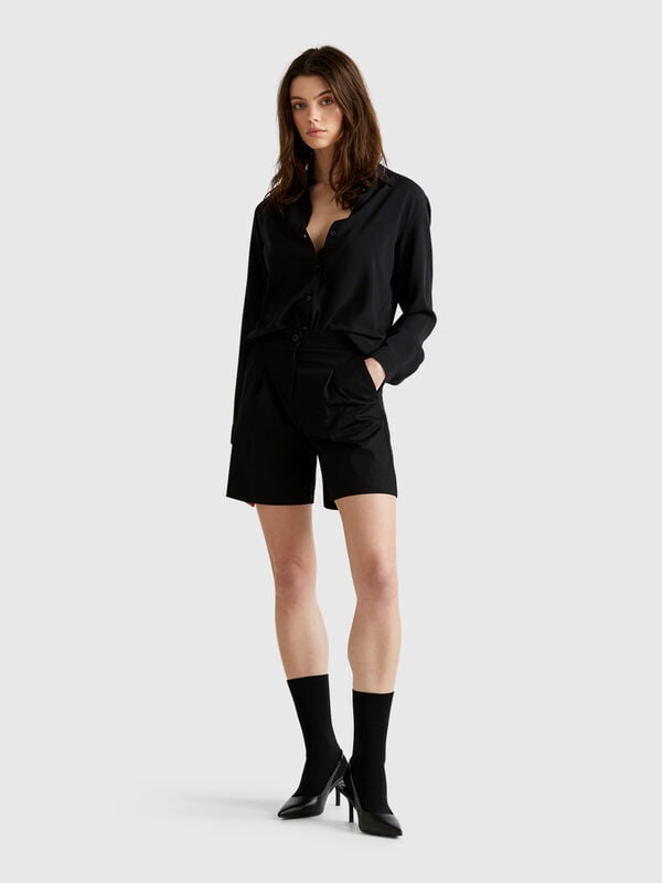 Bermudas de algodón elástico Mujer