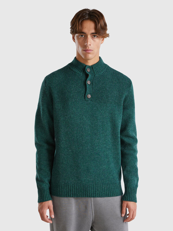 Jersey de pura lana Shetland con cuello alto Hombre