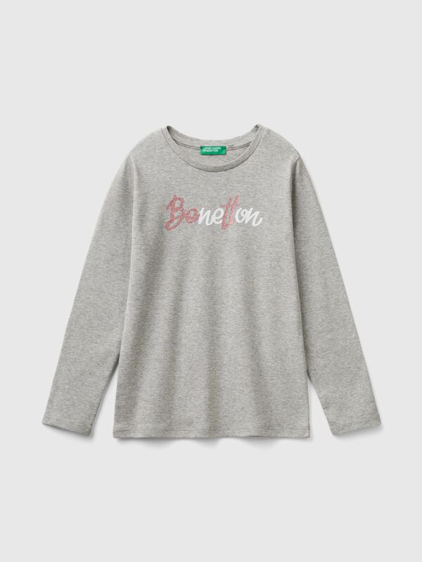 Camiseta de manga larga con estampado de glitter Niña
