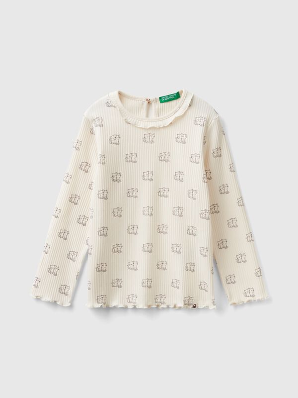 Camiseta con cuello de volantes Niña