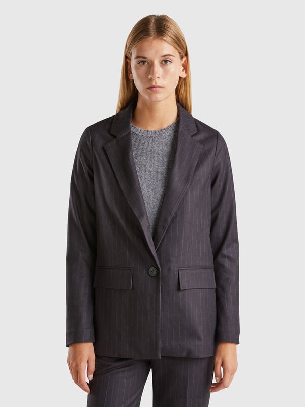 Blazer sin forro con estampado de rayas diplomáticas Mujer