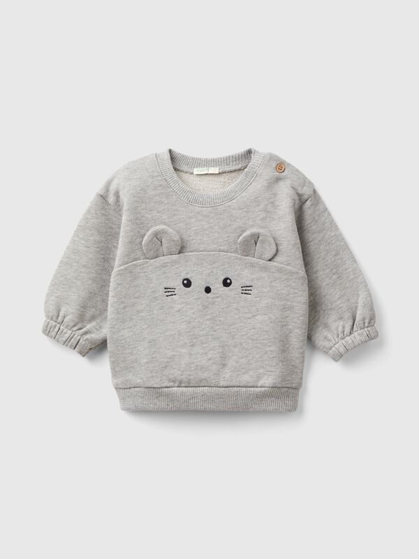 Sudadera de algodón orgánico con bordado y parche Recién nacidos