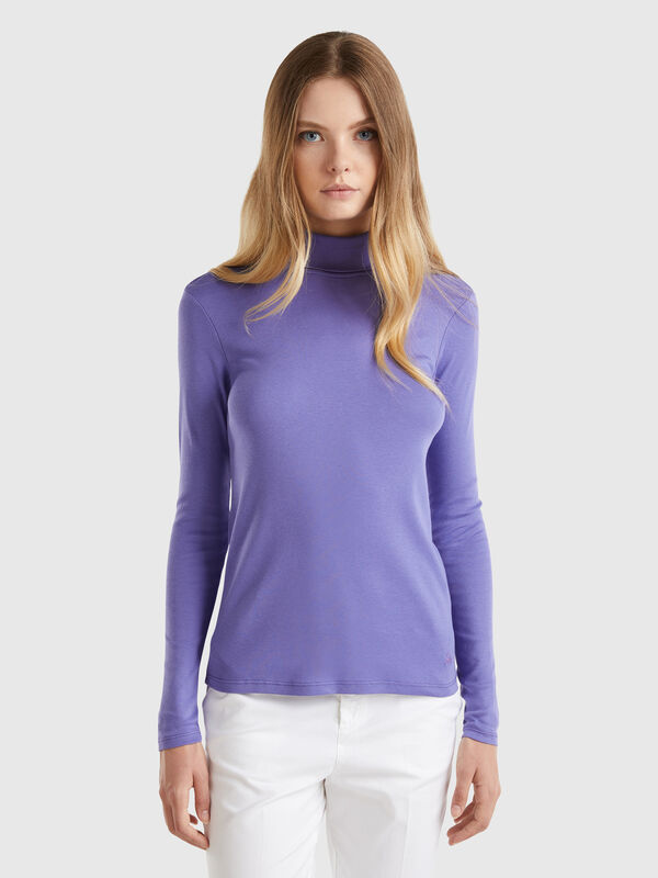 Camiseta de manga larga con cuello alto Mujer