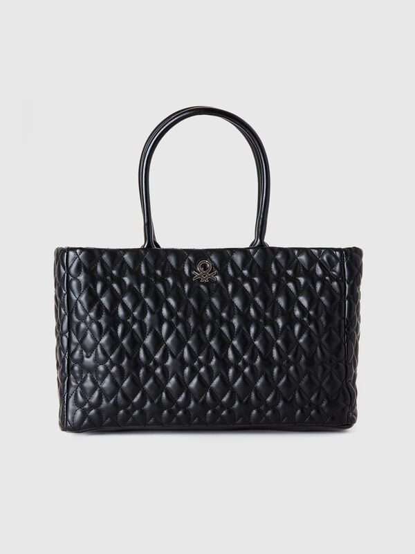 Tote bag de corazón de tejido con efecto piel Mujer
