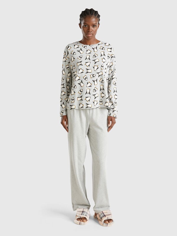 Pijama con estampado de pingüinos Mujer