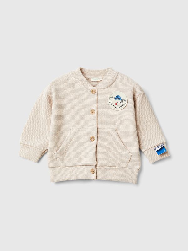 Sudadera de estilo bómber de algodón mixto reciclado elástico Recién nacidos