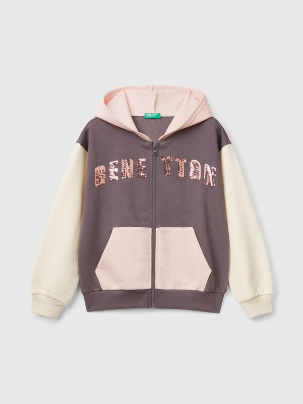 Sudadera con cremallera y lentejuelas Niña