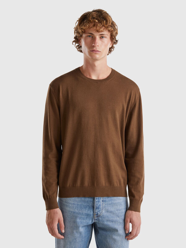 Jersey de cuello redondo de algodón ligero mixto Hombre