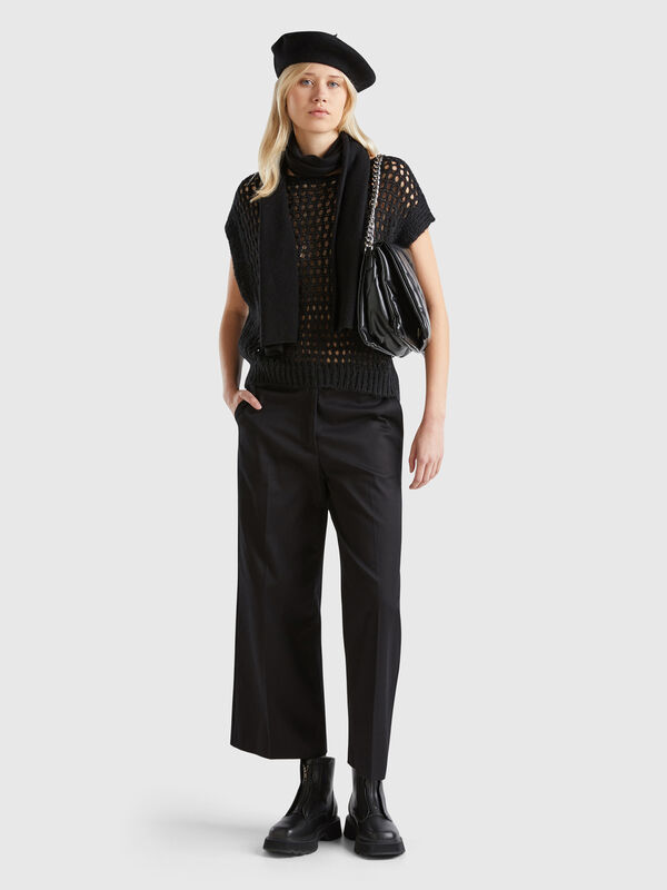 Pantalón de algodón elástico con pernera recta Mujer