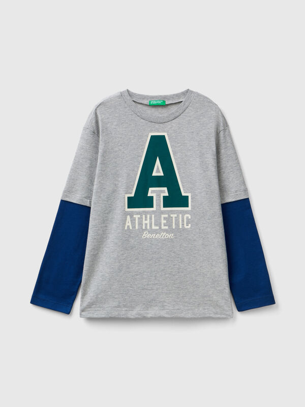 Camiseta de algodón orgánico con doble manga Niño
