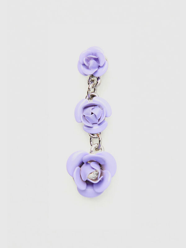 Pendientes largos con rosas Mujer