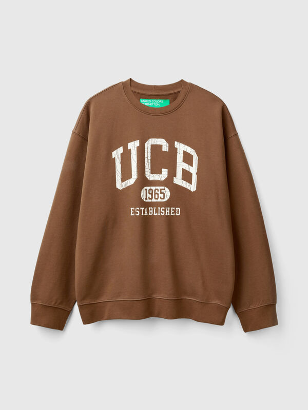 Sudadera de cuello redondo con estampado con logotipo Hombre