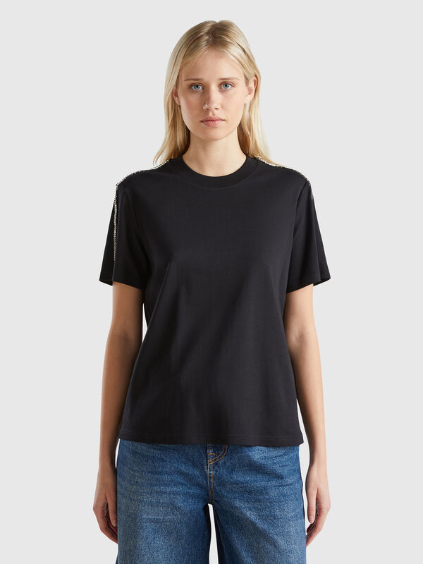 Camiseta con aplicaciones de efecto joya Mujer