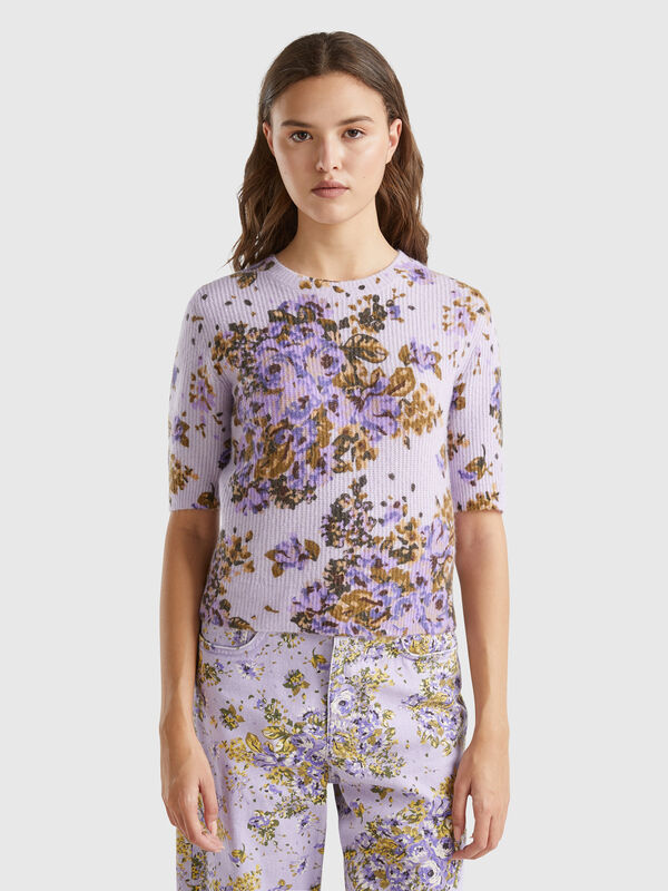 Jersey floral en tejido reciclado Mujer