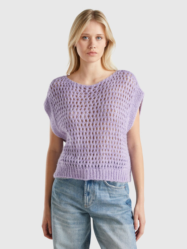 Chaleco de rejilla con lúrex Mujer