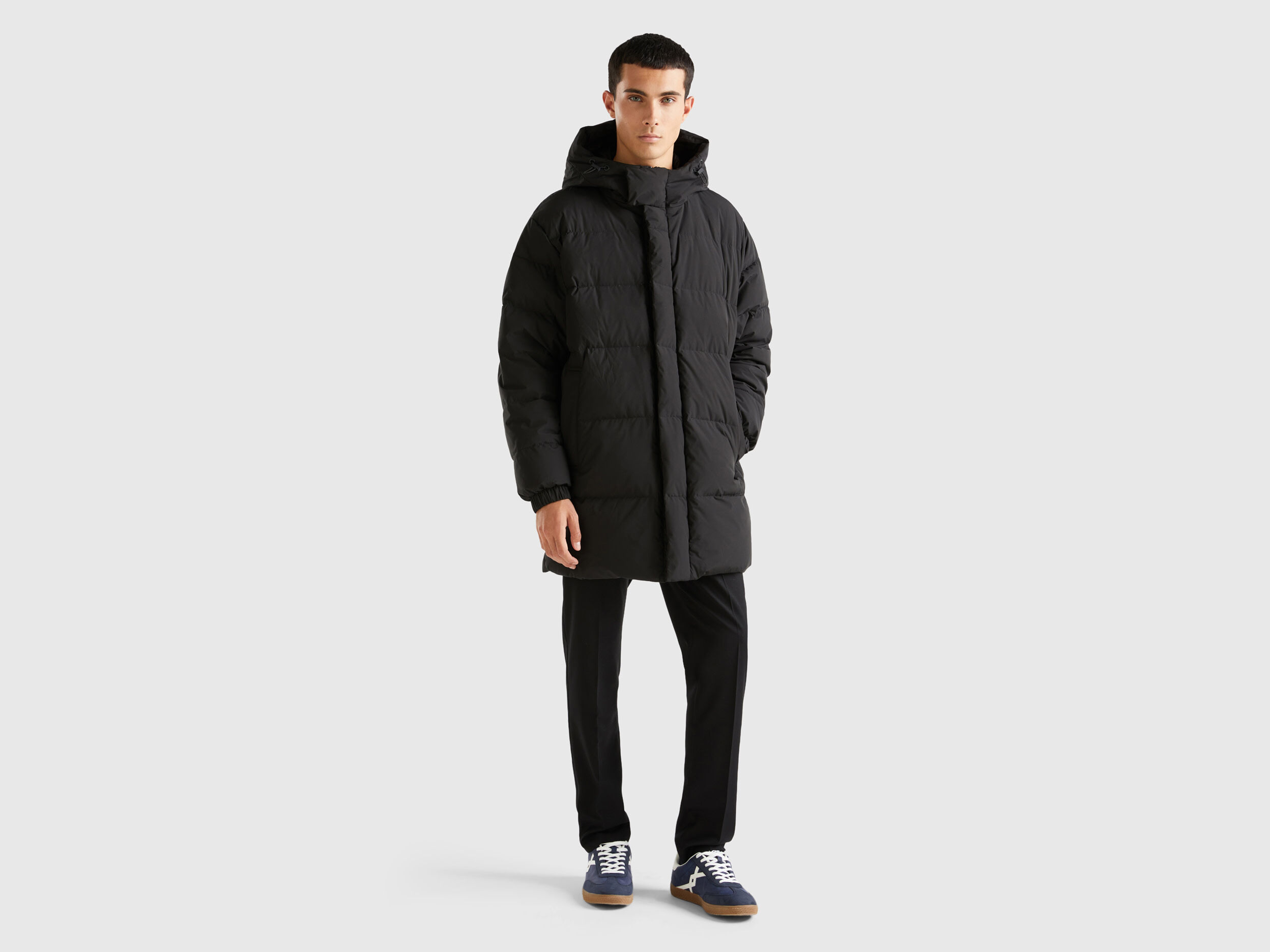 Plumifero largo acolchado con pluma reciclada Negro Benetton
