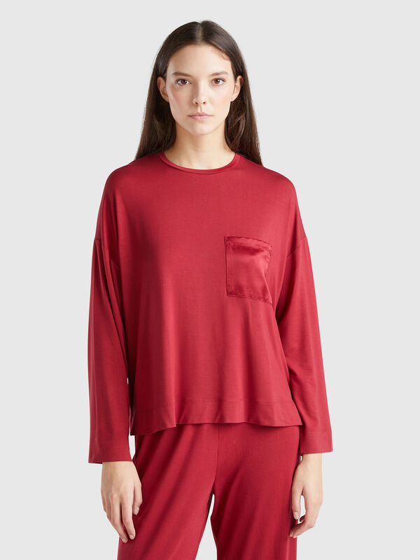 Camiseta con bolsillo de seda Mujer