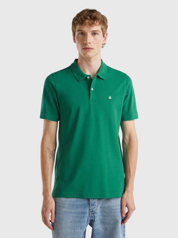 Polo verde oscuro slim fit Hombre