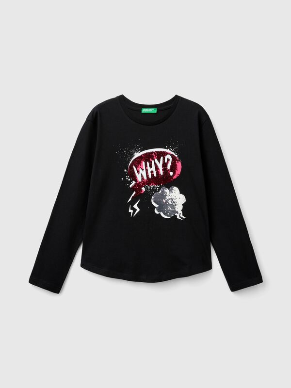 Camiseta de algodón orgánico con lentejuelas Niña