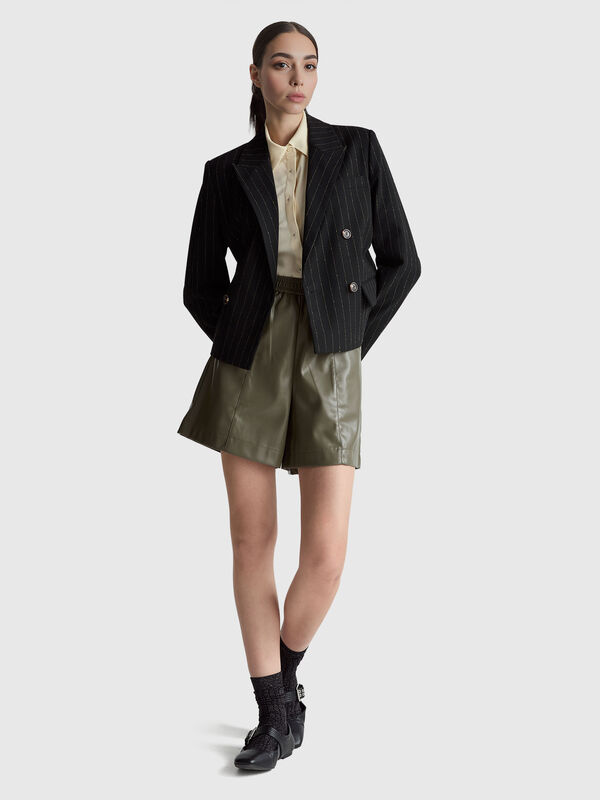 Blazer corto de rayas diplomáticas Mujer