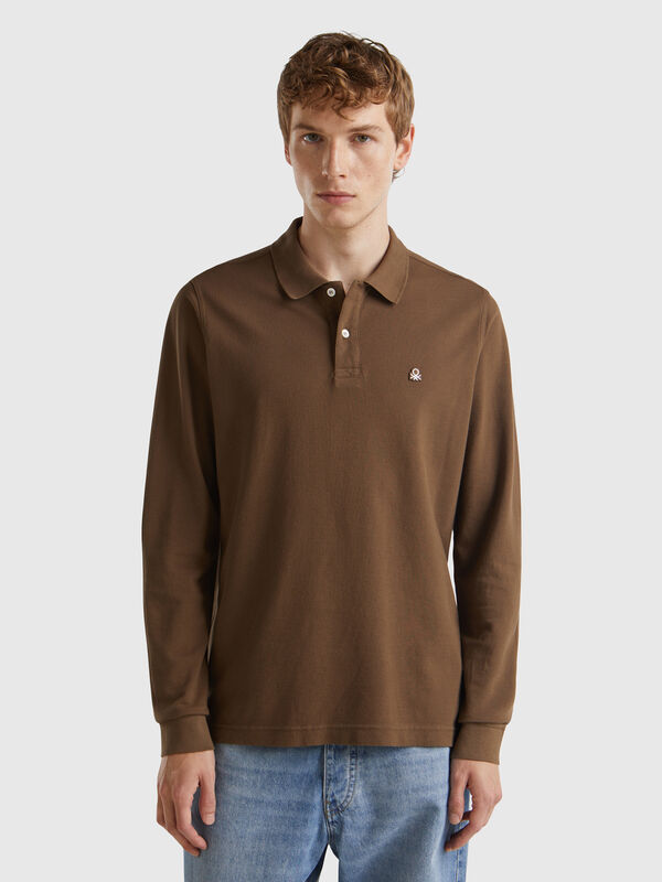 Polo de manga larga de 100 % algodón Hombre